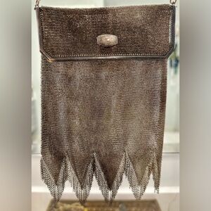 Antique Princess Mary Whiting & Davis Sheer Micro Soldered Mesh Fringed Bag VGUC